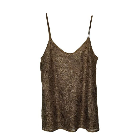 Banana Republic Tops - Banana Republic Heritage Women's Floral Gold Lace Cami Tank Top M Lined